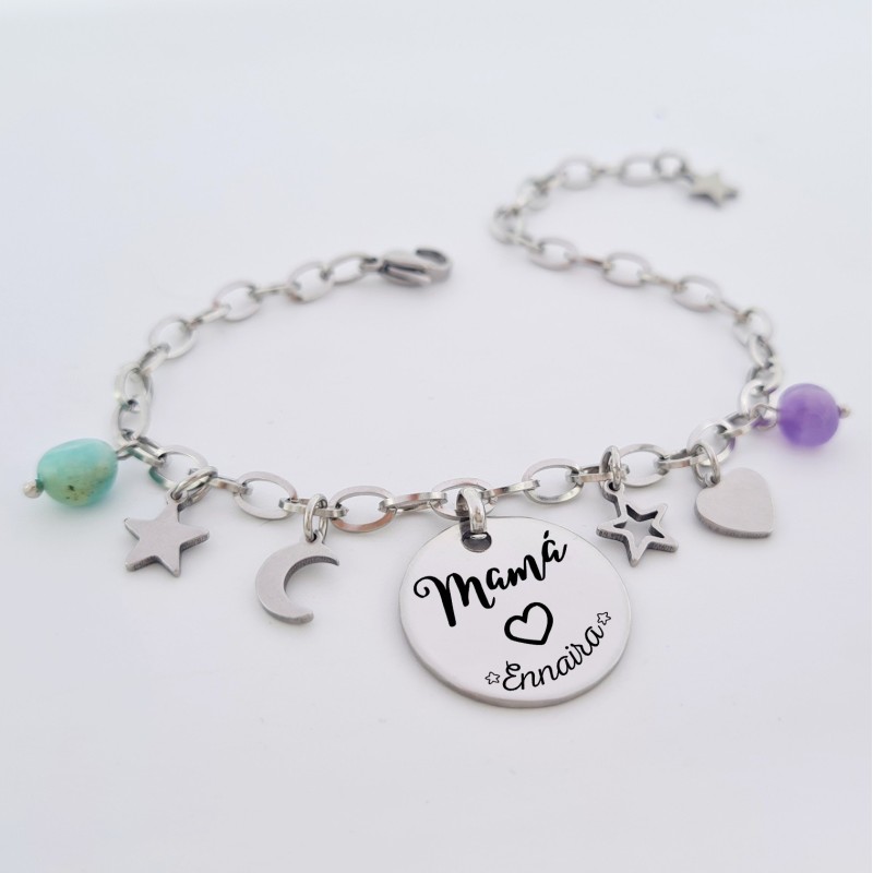 Pulsera para mamá de cadena personalizada montada en accero |Dcorazon