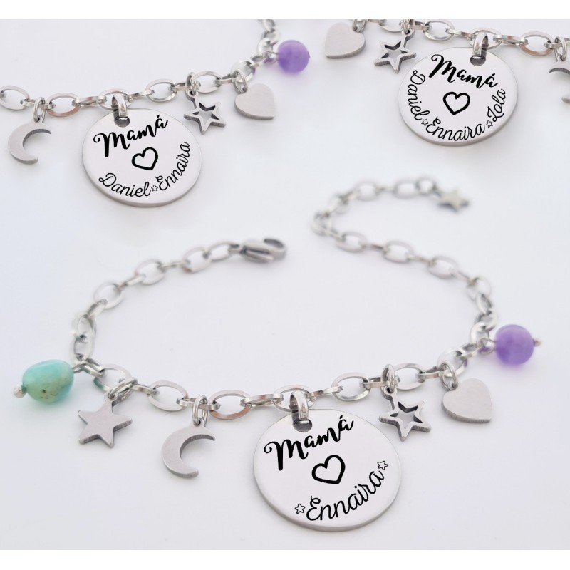 Pulsera para mamá de cadena personalizada montada en accero |Dcorazon