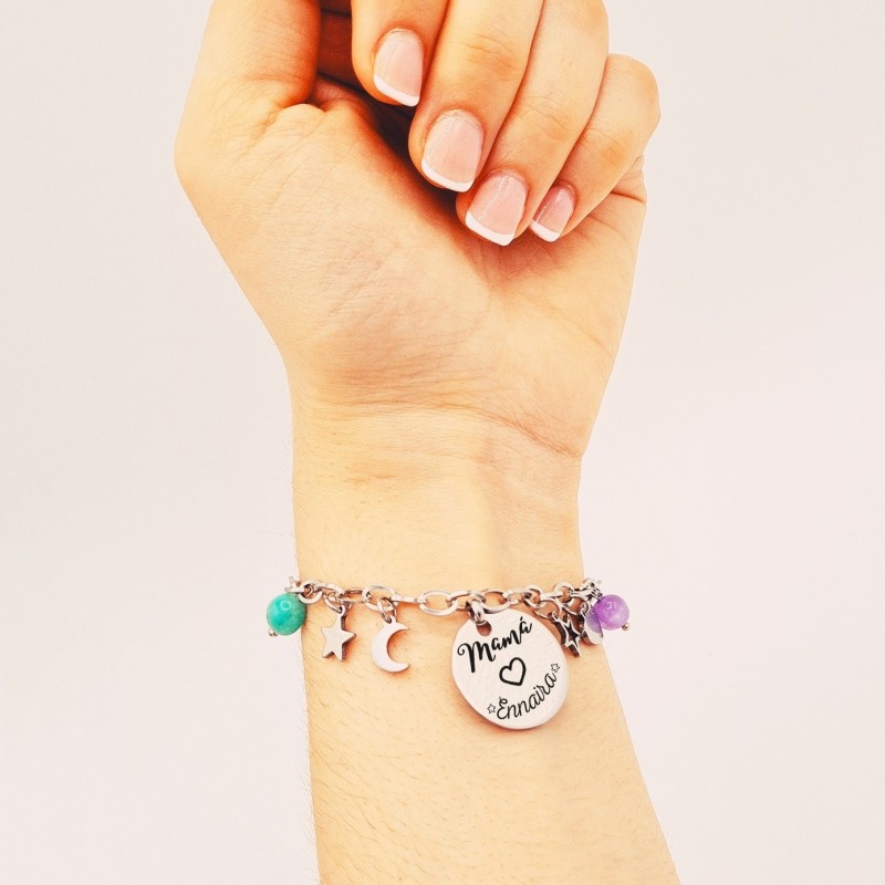 Pulsera para mamá de cadena personalizada montada en accero |Dcorazon