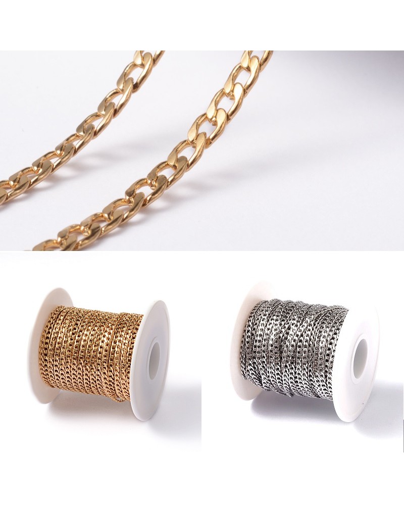 Cadenas de acero inoxidable trenzadas, eslab├│n sin soldar, 4~5x3x0.8 mm (50 cm).