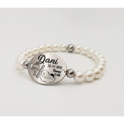 Pulsera natalicio niño, modelo ORIGEN, rellena los campos, elástica.