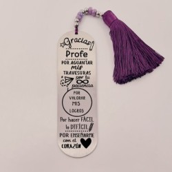 Marca páginas BIMBA, modelo 3, borla de algodón, cristal checo y acero inoxidable.