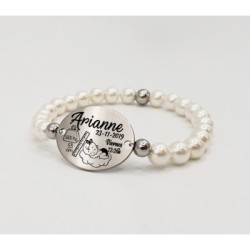 Pulsera natalicia niña, modelo ORIGEN, rellena los campos, elástica.