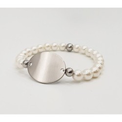 Pulsera ORIGEN, en acero con perlas de vidrio, elástica | Dcorazon