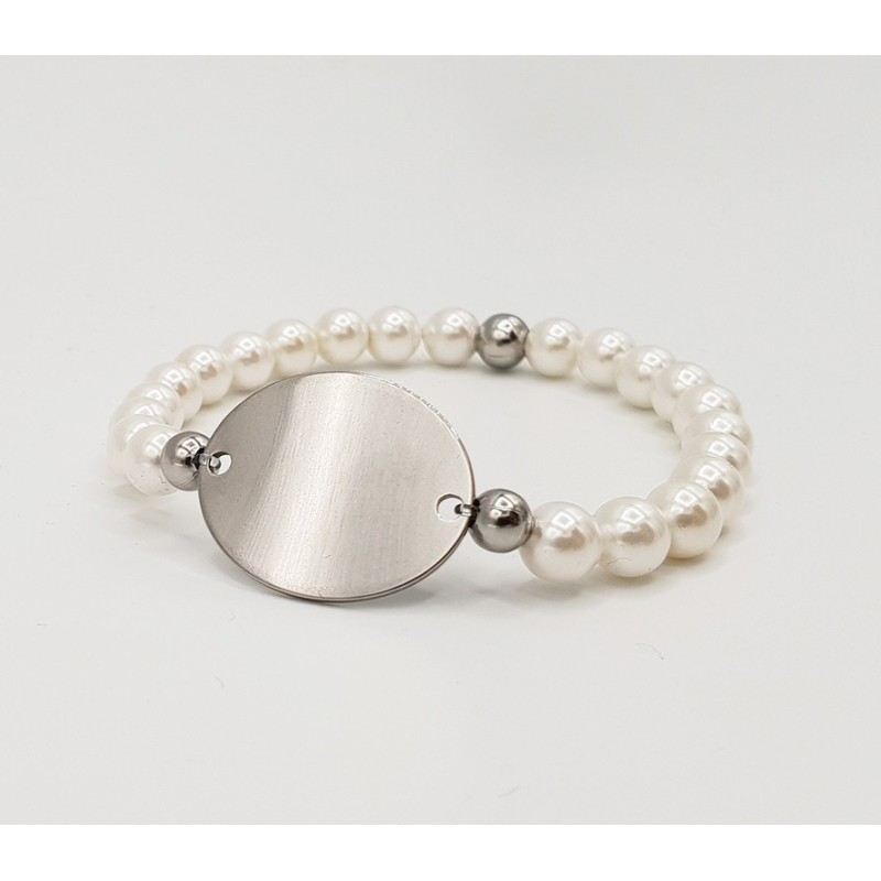 Pulsera ORIGEN, en acero con perlas de vidrio, elástica | Dcorazon