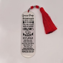 Marca páginas BIMBA, modelo 8, borla de algodón, cristal checo y acero inoxidable.