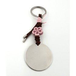 Llavero FLORA, con toque de color, flor de porcelana, acero inoxidable.