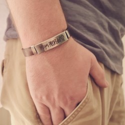 Pulsera de cuero y acero, regalos para profesores | Dcorazon