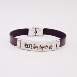 Pulsera de cuero y acero, regalos para profesores | Dcorazon