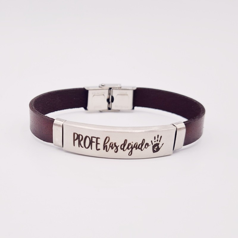 Pulsera de cuero y acero, regalos para profesores | Dcorazon