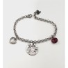 Pulsera ANDANA, natalicio niño, cadena redonda con adornos colgando, acero inoxidable, ajustable.