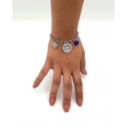 Pulsera ANDANA, natalicio niña, cadena redonda con adornos colgando, acero inoxidable, ajustable.