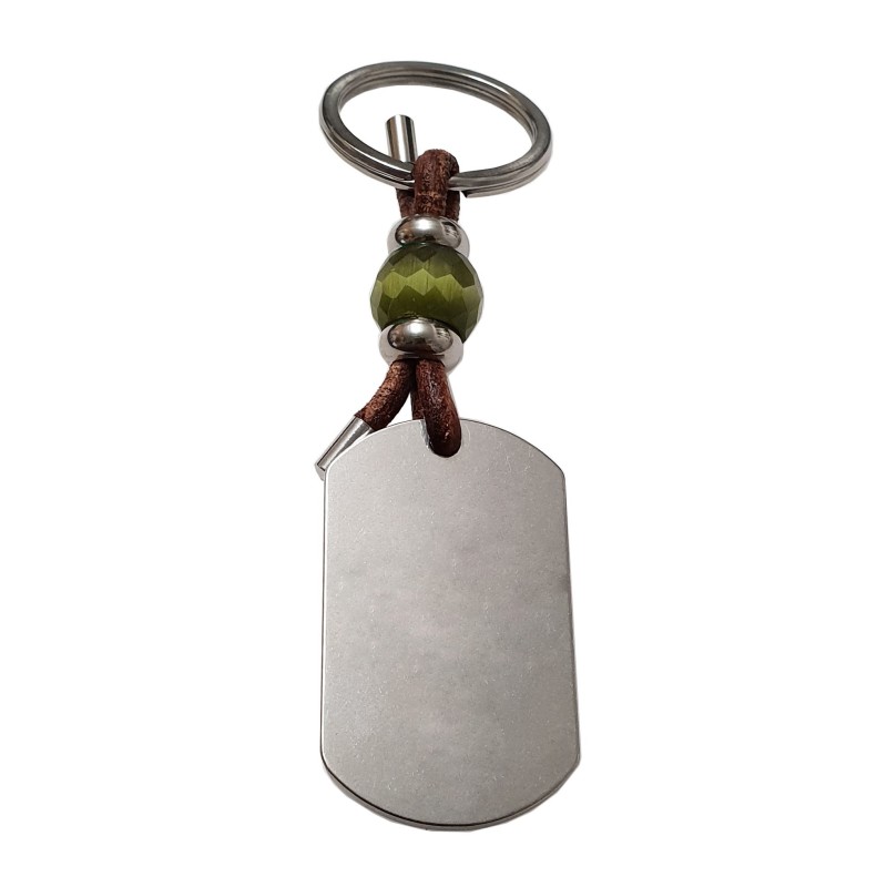 Llavero KLIMBA, con toque de color verde, acero inoxidable.