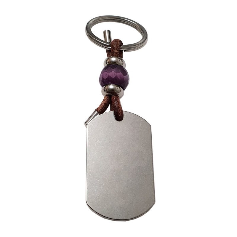 Llavero KLIMBA, con toque de color morado, bolas de cristal, acero inoxidable.