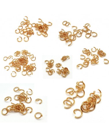 Arandelas de 3 a 7mm. 5 gramos. Acero dorado.