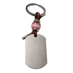 Llavero KLIMBA, con toque de color rosa, acero inoxidable.