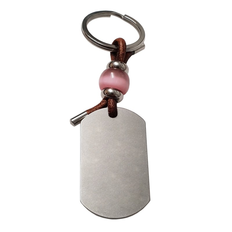 Llavero KLIMBA, con toque de color rosa, acero inoxidable.