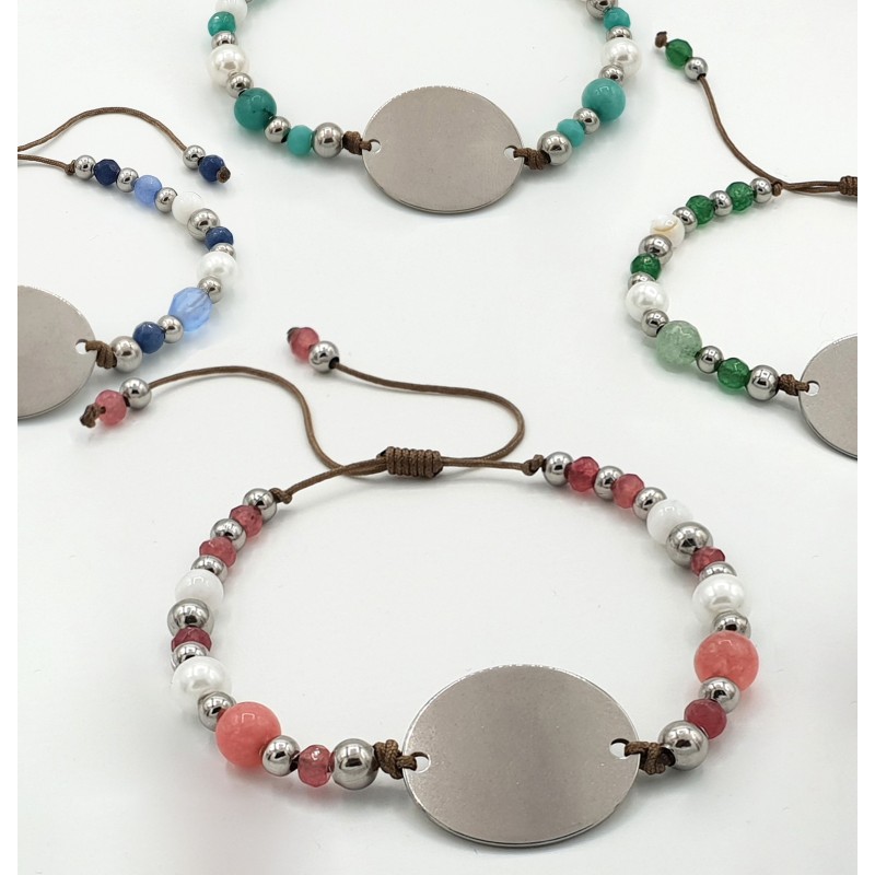 Pulsera ALHAMBRA, mineral y acero, con perlas de vidrio | Dcorazon