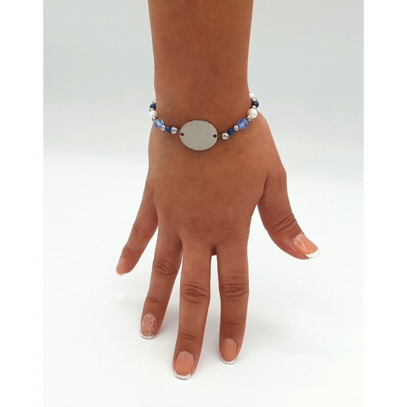 Pulsera ALHAMBRA, mineral y acero, con perlas de vidrio | Dcorazon