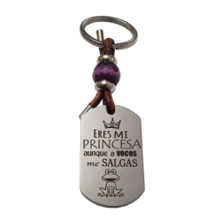 Llavero KLIMBA, con frase (Eres mi princesa aunque a veces me salgas rana).