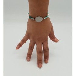 Pulsera ALHAMBRA, mineral y acero, con perlas de vidrio | Dcorazon