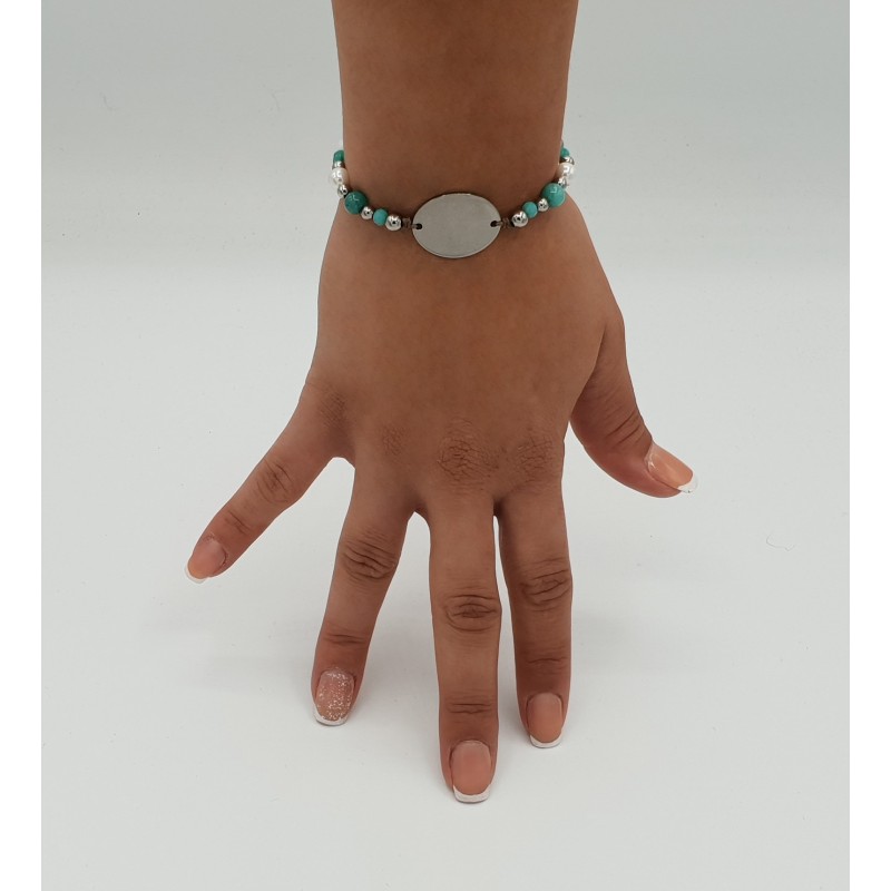 Pulsera ALHAMBRA, mineral y acero, con perlas de vidrio | Dcorazon