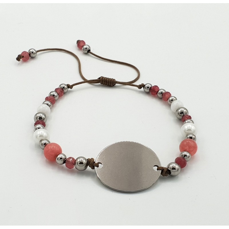 Pulsera ALHAMBRA, mineral y acero, con perlas de vidrio | Dcorazon