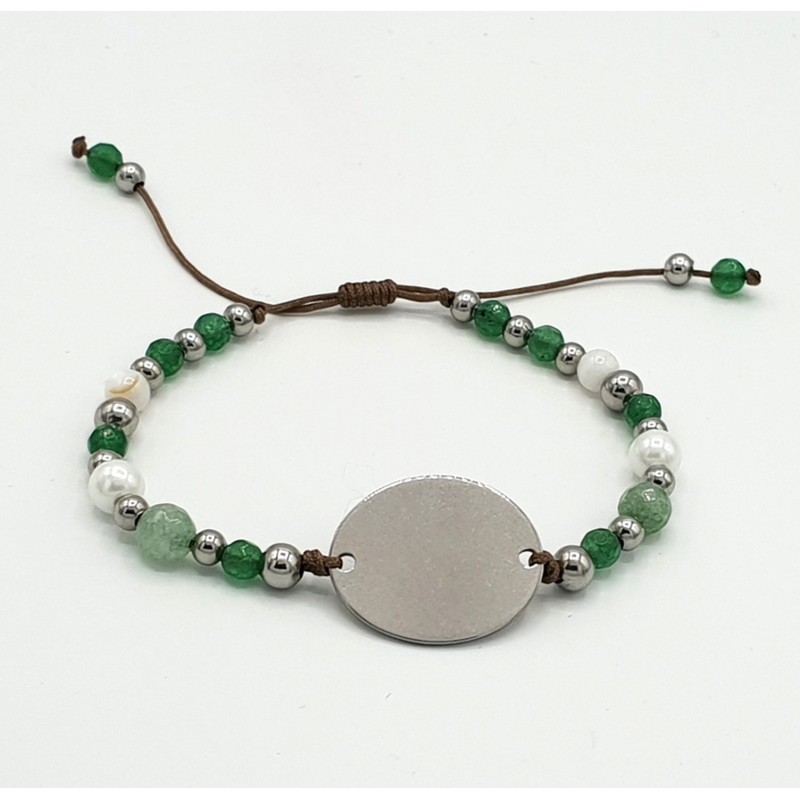 Pulsera ALHAMBRA, mineral y acero, con perlas de vidrio | Dcorazon