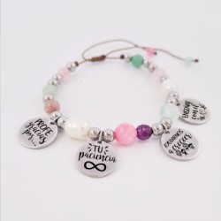 Pulsera AUREA, ágatas, perlas barrocas, acero, ajustable | Dcorazon