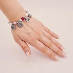 Pulsera AUREA, ágatas, perlas barrocas, acero, ajustable | Dcorazon