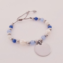 Pulsera BRISA en acero con ágatas, nácar y perla barroca | Dcorazon