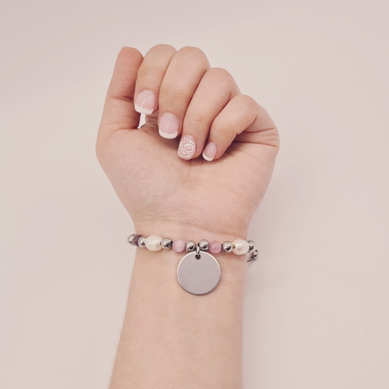 Pulsera BRISA en acero con ágatas, nácar y perla barroca | Dcorazon