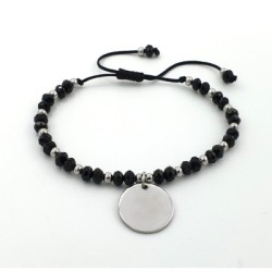 Pulsera ROCÍO de vidrio color negro, ajustable y elegante | Dcorazon