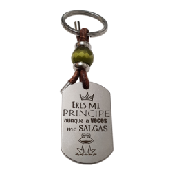 Llavero KLIMBA, con frase (Eres mi príncipe aunque a veces me salgas rana).
