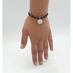 Pulsera ROCÍO de vidrio color negro, ajustable y elegante | Dcorazon