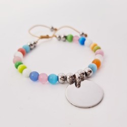 Pulsera SONYA en acero con ágatas, nácar y perla barroca | Dcorazon