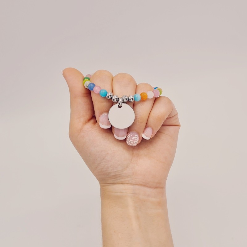 Pulsera SONYA en acero con ágatas, nácar y perla barroca | Dcorazon