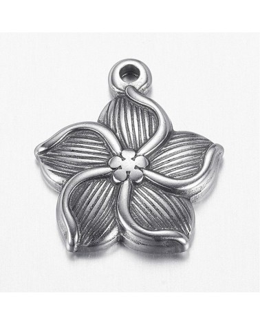 Abalorio flor de acero macizo, para colgar | Creasentidos.es