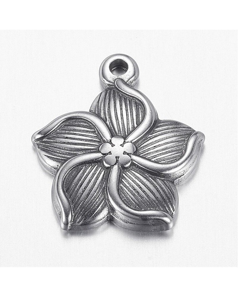 Abalorio flor de acero macizo, para colgar | Creasentidos.es