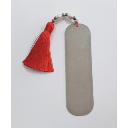 Marca páginas D'PERLAS, cuero nacional trenzado, acero inoxidable y cristal checo.