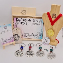 KIT Regalo PROFES con llavero, medalla, diploma y pin | Dcorazon