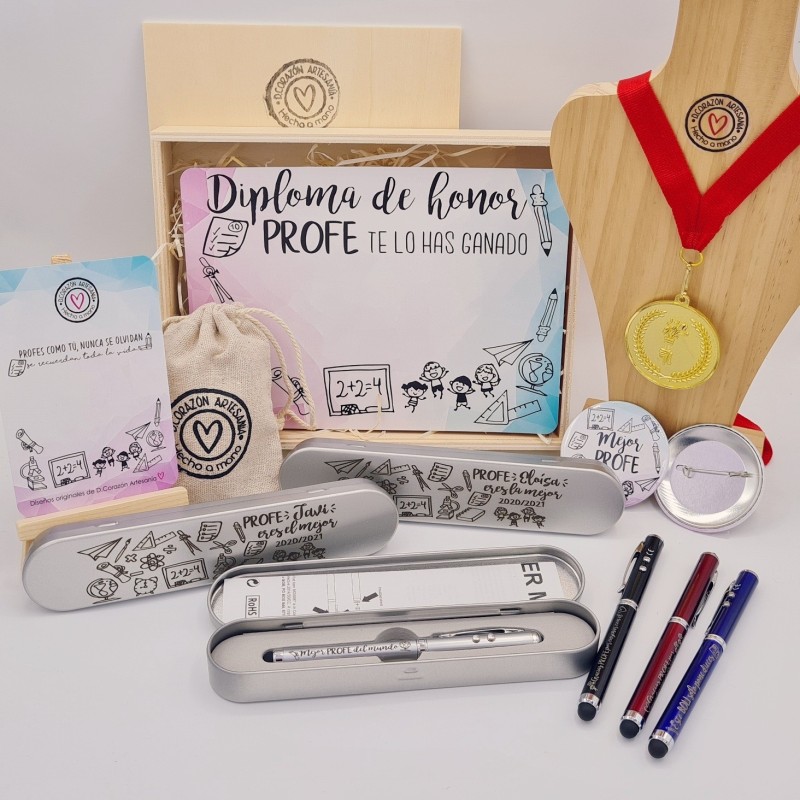 KIT Regalo PROFES con boli, medalla, diploma y pin  | Dcorazon