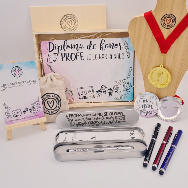 KIT Regalo PROFES con boli, medalla, diploma y pin | Dcorazon