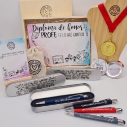 KIT Regalo PROFES con bolígrafo, medalla, diploma y pin  | Dcorazon
