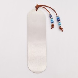 Marca páginas COLORES, cuero nacional trenzado, acero inoxidable y cristal checo.