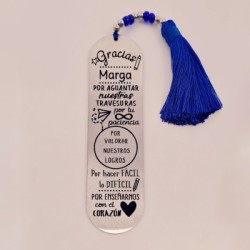 Marca páginas BIMBA, modelo 3 (plural), borla de algodón, cristal checo y acero inoxidable.