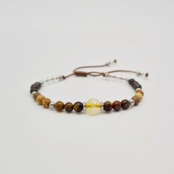 Pulsera protectora, combinación de piedras energéticas, ajustable para todas las tallas, acero inoxidable.