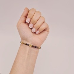 Pulsera protectora, combinación de piedras energéticas, ajustable para todas las tallas, acero inoxidable.