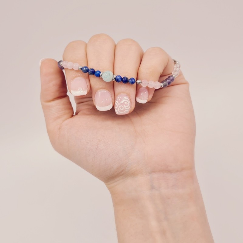 Pulsera protectora, combinación de piedras energéticas, ajustable para todas las tallas, acero inoxidable.