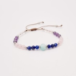 Pulsera protectora, combinación de piedras energéticas, ajustable para todas las tallas, acero inoxidable.